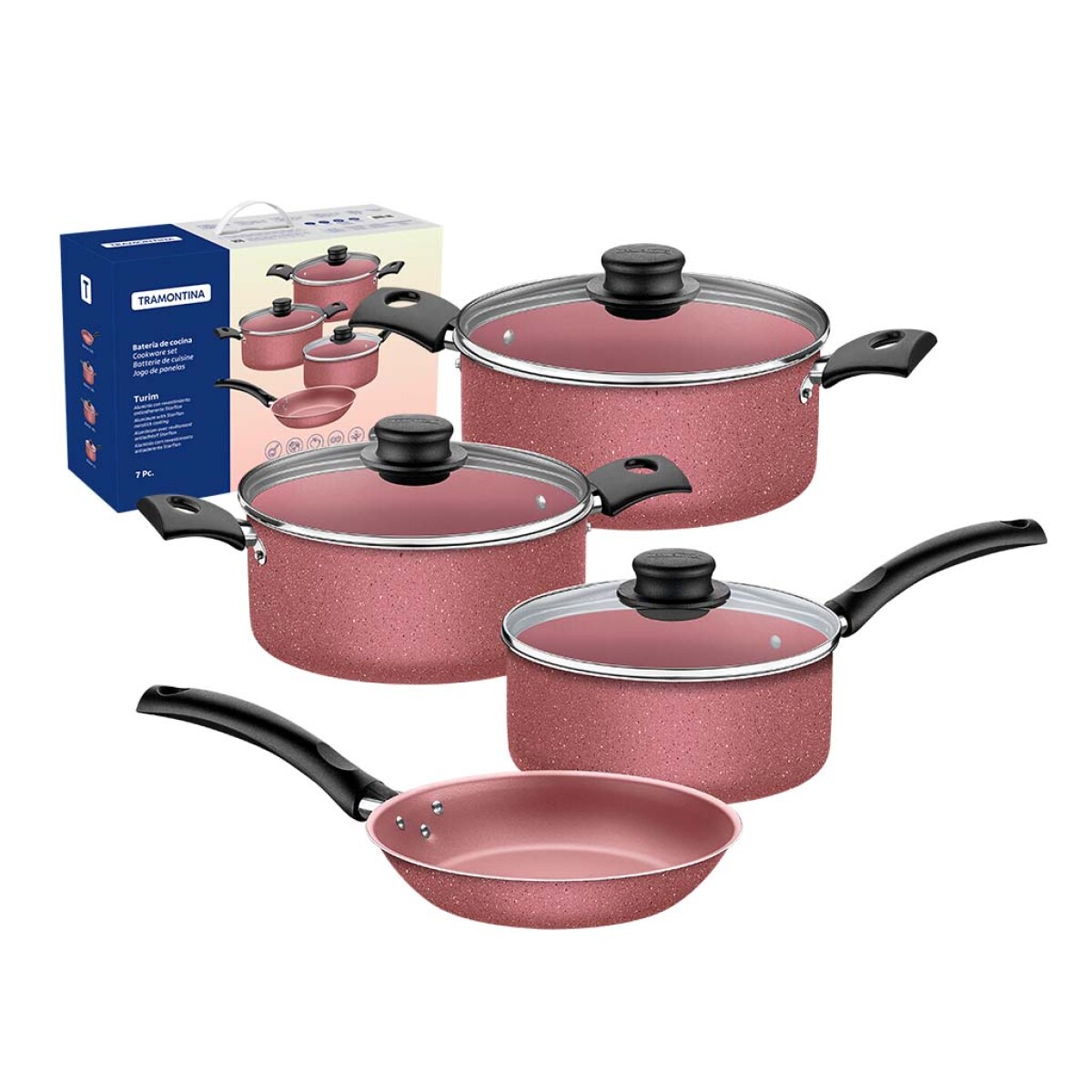 Batería de Cocina Tramontina Turim 7 Piezas - ROSA 