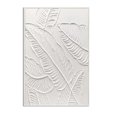 CUADRO CANVAS 60x90cm MARCO PINTURA HOJAS BLANCAS CUADRO CANVAS 60x90cm MARCO PINTURA HOJAS BLANCAS