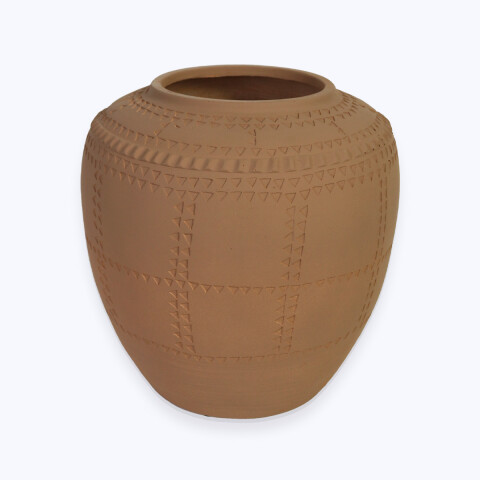 FLORERO CERAMICA BEIGE OSC 30X30X30CM Unica