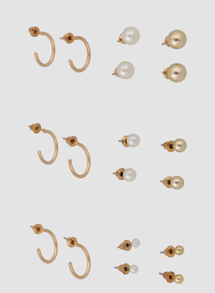 Set x9 perlas y aritos Oro fuerte
