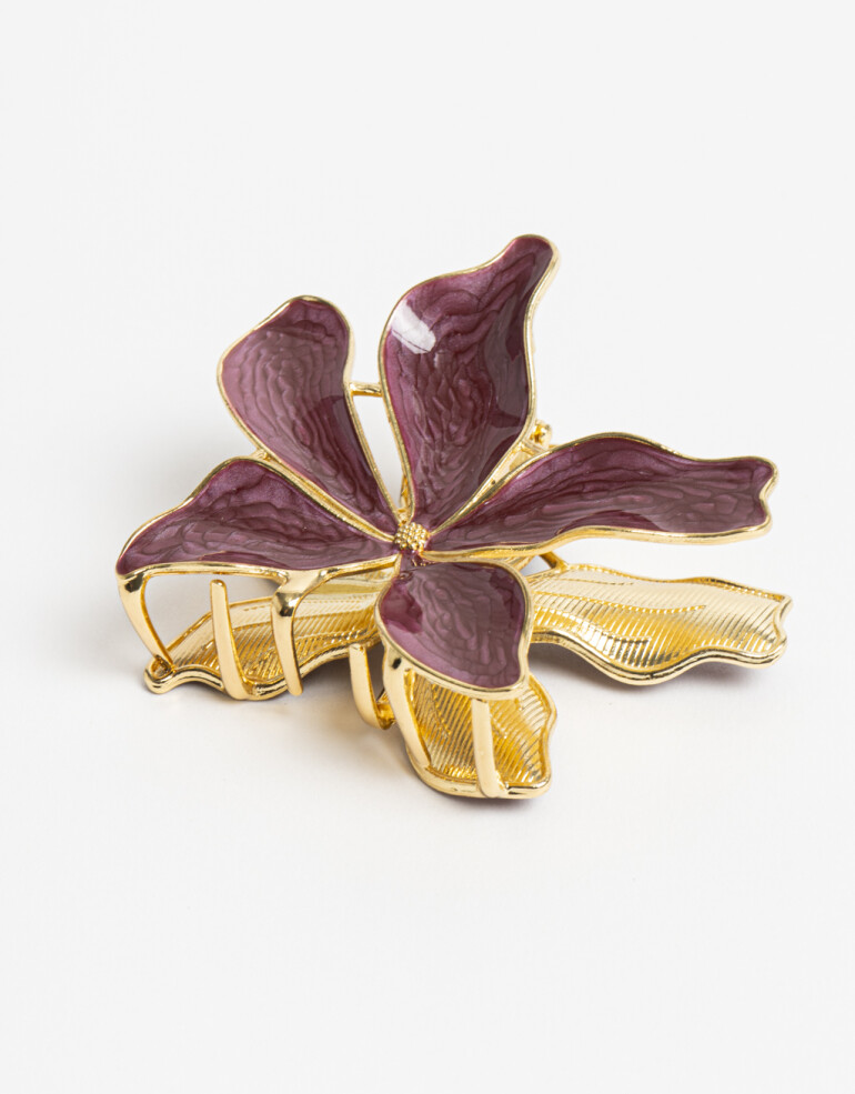 Broche Flores Broche Metal Con Esmalte En Forma De Flor. - Rojo Burdeaux