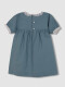 Vestidode Lino Con Tiras Bordadas Verde