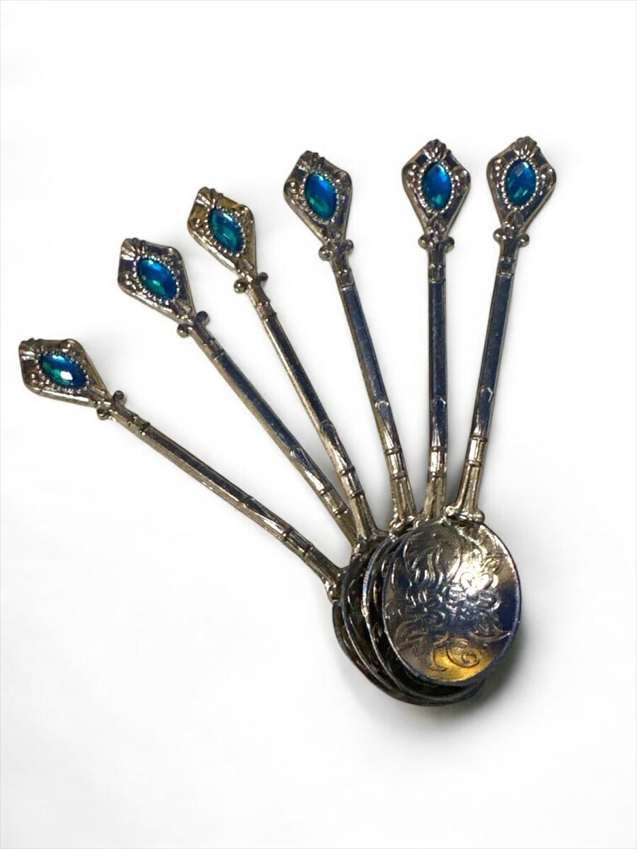 Set de cucharitas piedra plateadas - Turquesa 