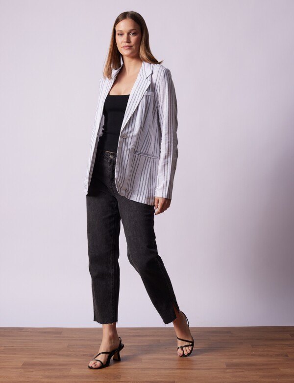 Blazer Lino BLANCO/NEGRO