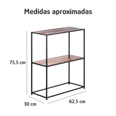 Mesa Auxiliar Consola 2 Niveles Madera Metal 62,5x30x75,5 cm Madera/negro