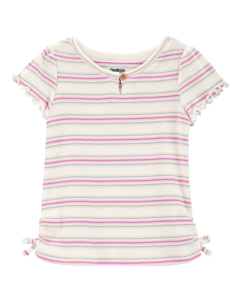 Remera de algodón acanalado, diseño a rayas 