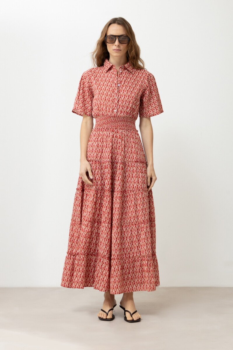 Maxi vestido estampa rombos - rojo 