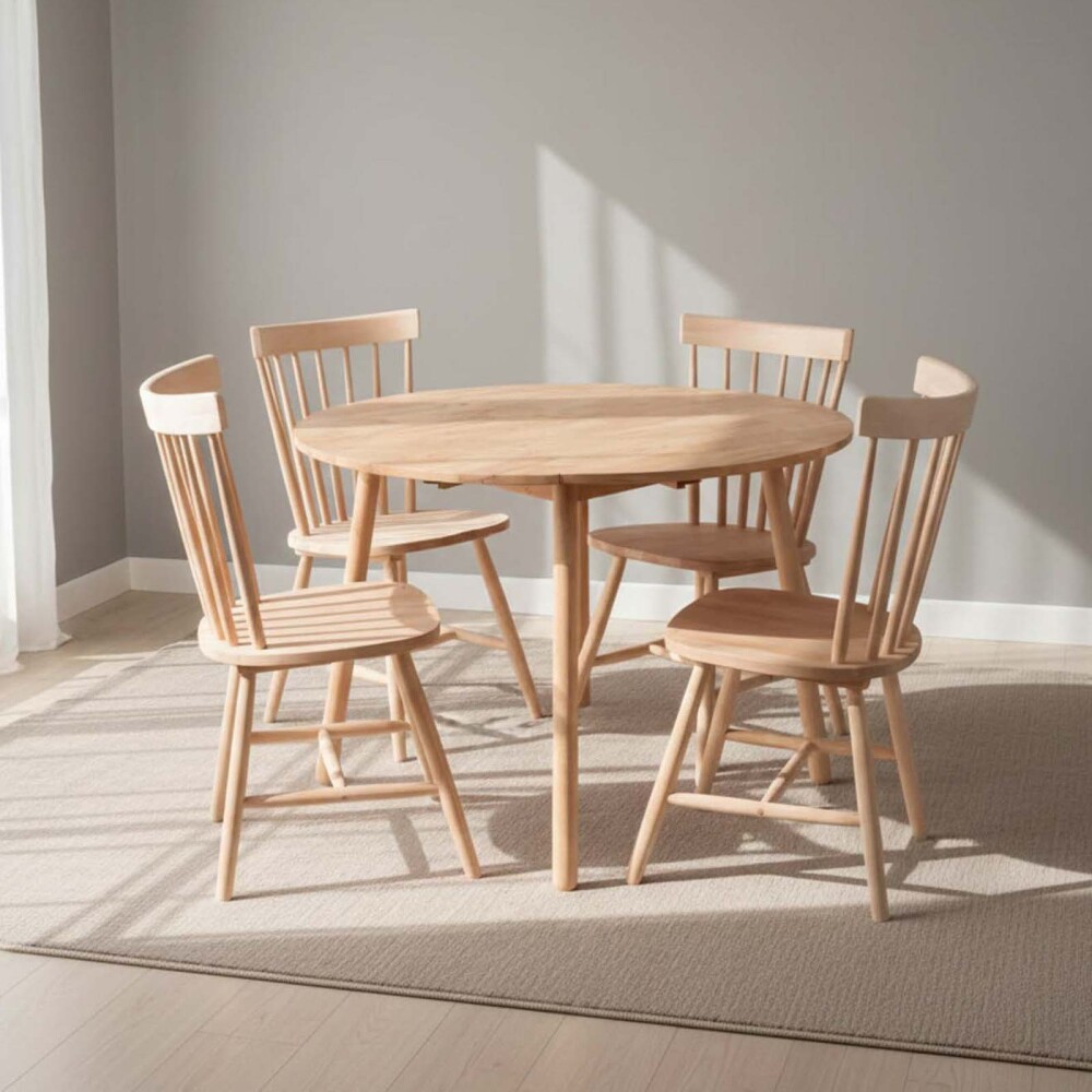 JUEGO DE COMEDOR MADERA NATURAL-BEIGE BLOOMY