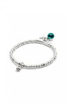 PULSERA EN ALEACIÓN DE METALES BAÑADAS EN PLATA DE LEY Y CRISTAL DE MURANO VERDE Pulsera