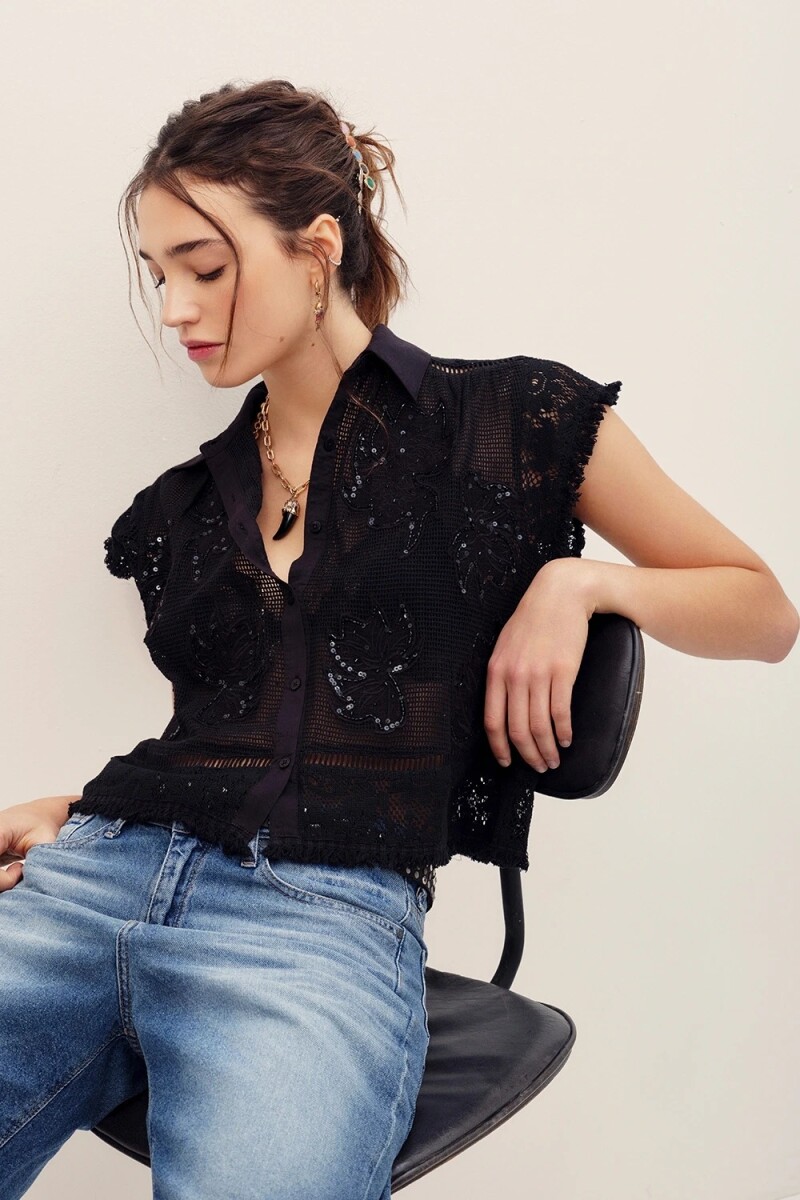 CAMISA MELI BRODERIE Negro