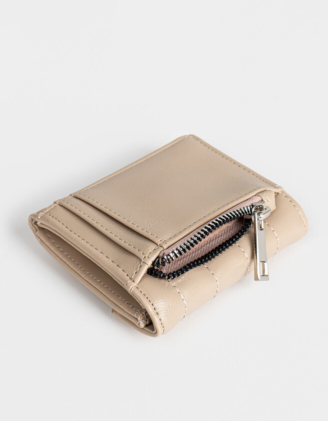 Billetera Billetera Puffy Con Solapa - Marron Beige