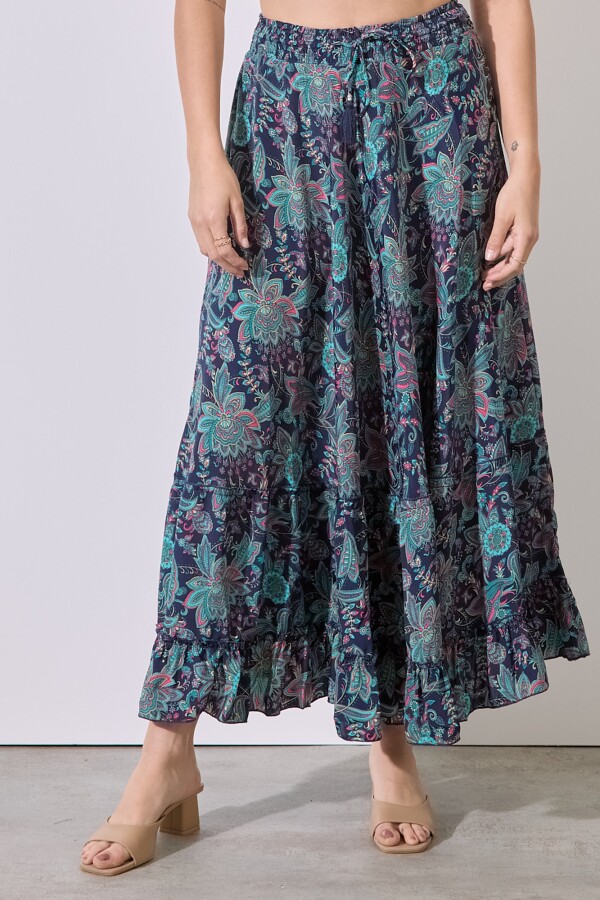 Falda Maxi Print MULTI/VERDE