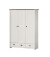 Ropero 3 puertas 2 cajones Madera maciza Linea Colonial Blanco
