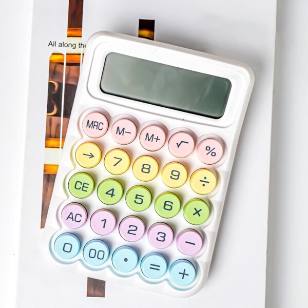 Calculadora Escritorio 12 Digitos Pantalla Grande Escolar Color Variante Blanco