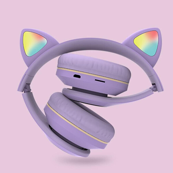 Auriculares Vincha Bluetooth Inalambricos Luces Microfono Variante Diseño Gato