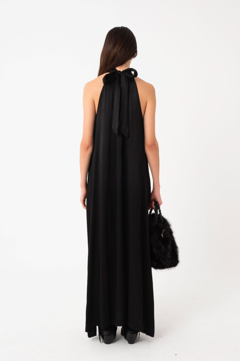 VESTIDO LARGO CUELLO HALTER Negro