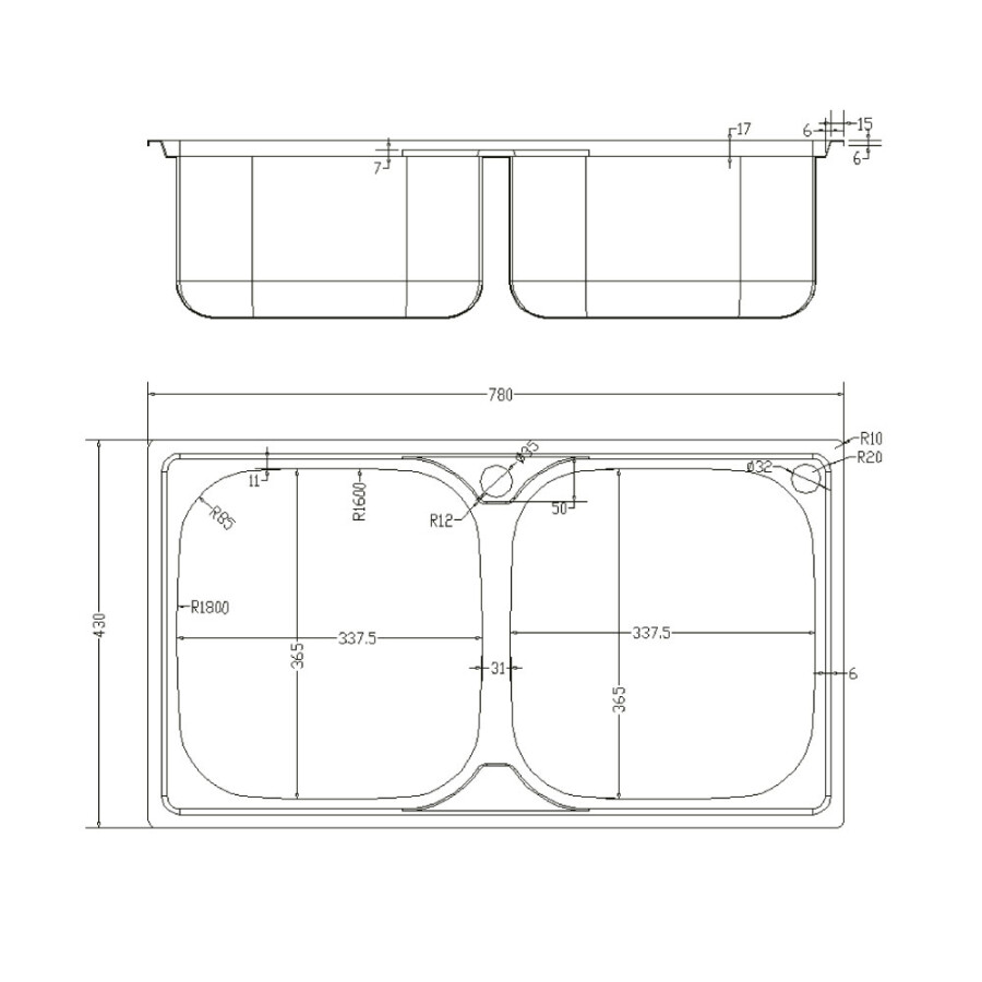 Pileta Doble 78 x 43 Pileta Doble 78 x 43