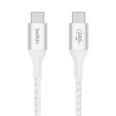 Belkin Cable Trenzado USB-C a USB-C 240W (2m) White Belkin Cable Trenzado USB-C a USB-C 240W (2m) White