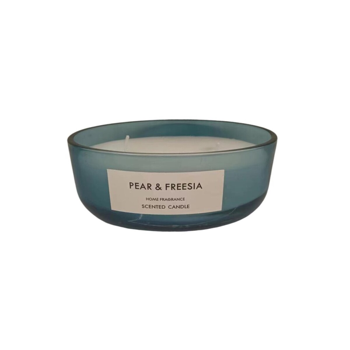 VELA EN FRASCO VIDRIO D14x6CM CELESTE COTTON 