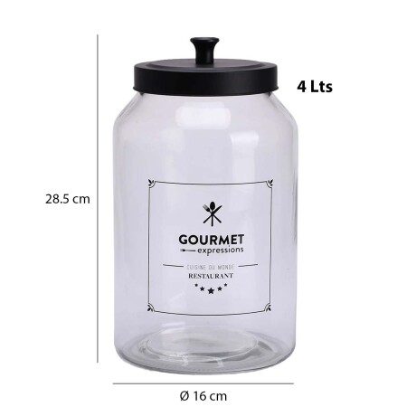 Frasco Tarro Recipiente Gourmet 4Lt Vidrio con Tapa Metálica Transparente