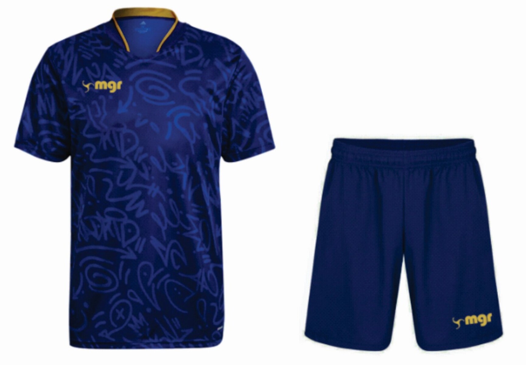 Equipo Express Azul con cuello Dorado 10 UNIDADES 
