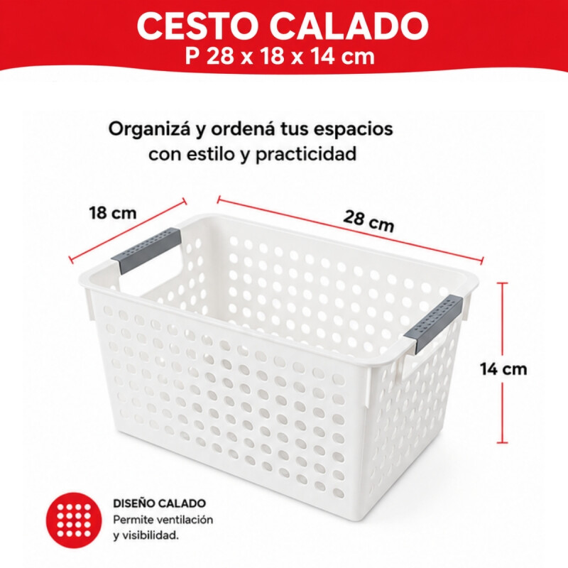Cesto calado P 28 x 18 x 14 cm BLANCO