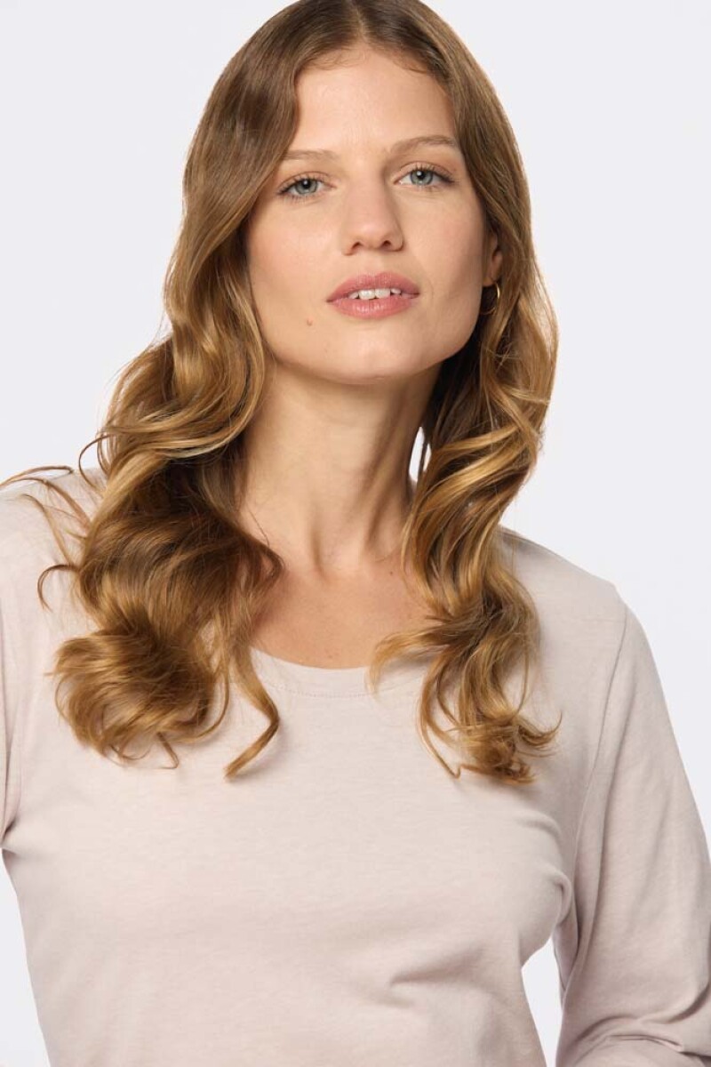 REMERA LISA MANGA LARGA - Beige 