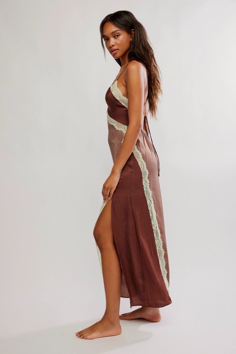 VESTIDO MAXI SLIP SOME KIND OF Marron