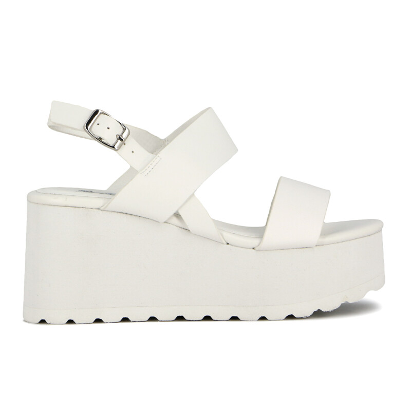 Sandalias Mujer Darkness Plataforma Con Dos Tiras Blanco