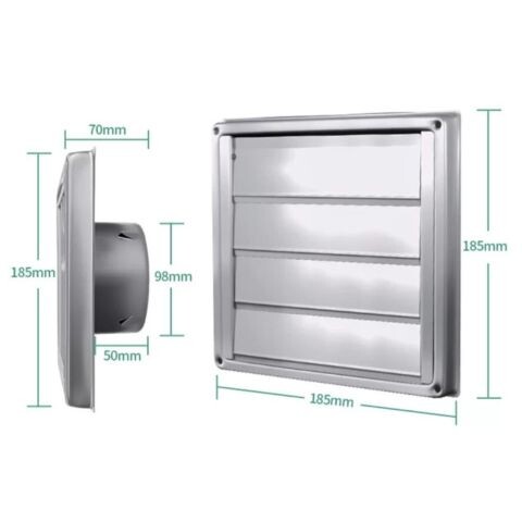 Rejilla Veneciana Ventilación Acero Inoxidable 185 x 185mm / Ø10cm Rejilla Veneciana Ventilación Acero Inoxidable 185 x 185mm / Ø10cm