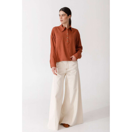 Blusa Polo Linen Rayas Terrac