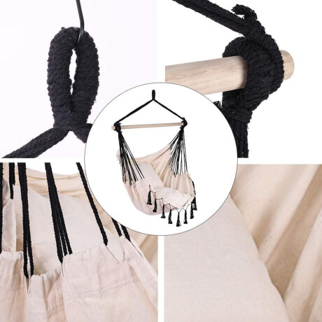 Silla Hamaca Paraguaya Colgante +2 Almohadones Jardín Balcón Crudo