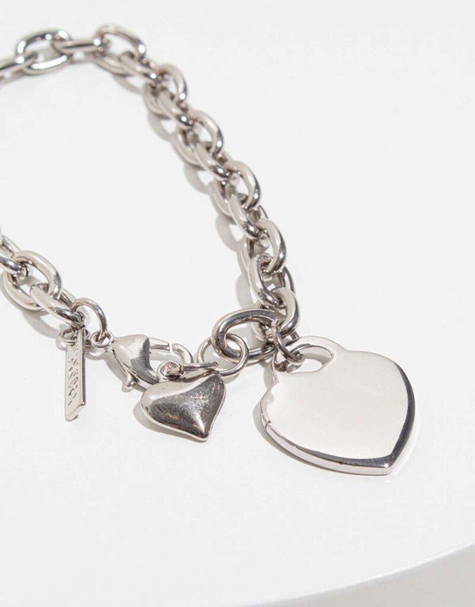 Pulsera Con Corazones - Plateado Rodio 
