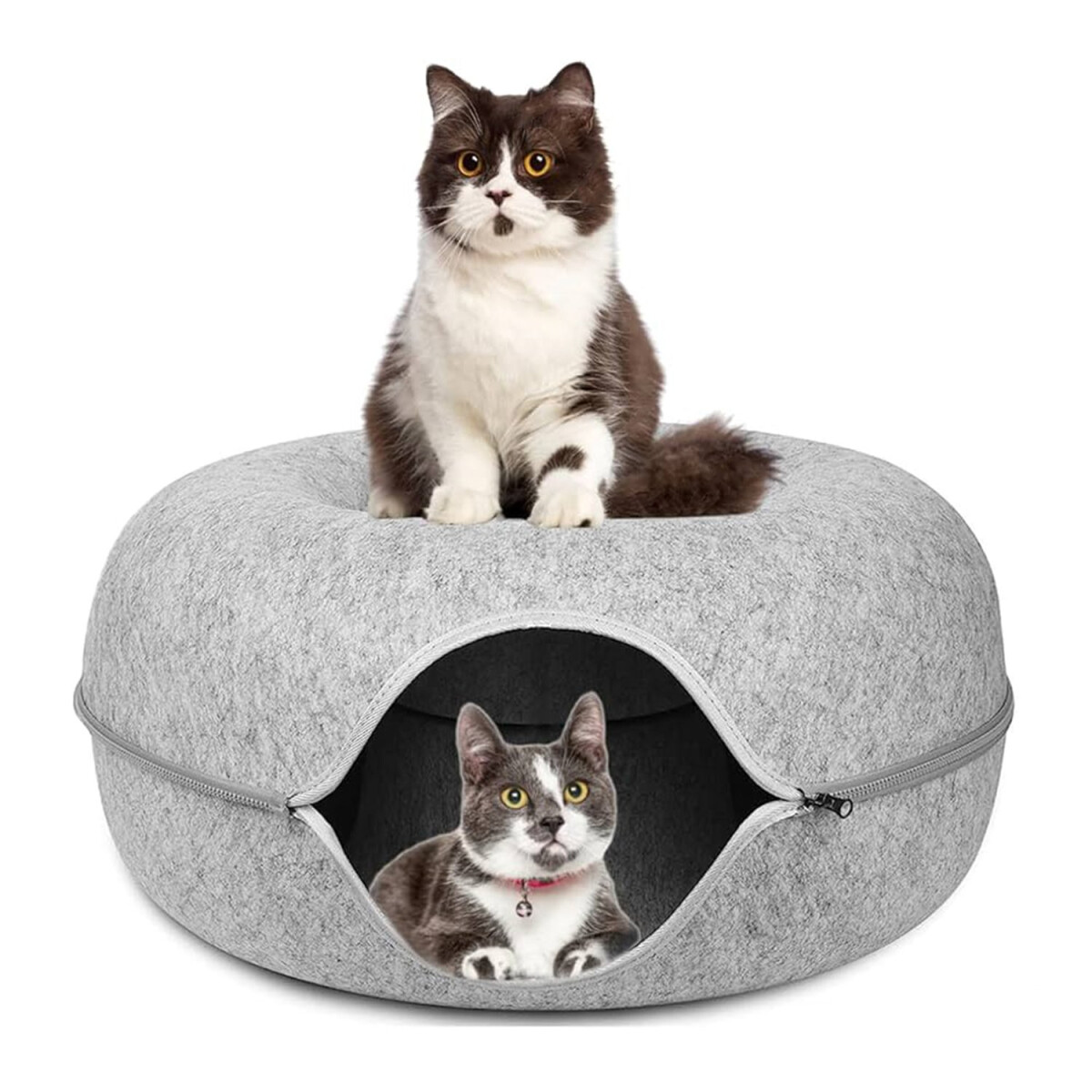 Cama Tipo Tunel Rascador Cuna Interactiva Gatos Dona XL - Vairante Color Gris Claro 