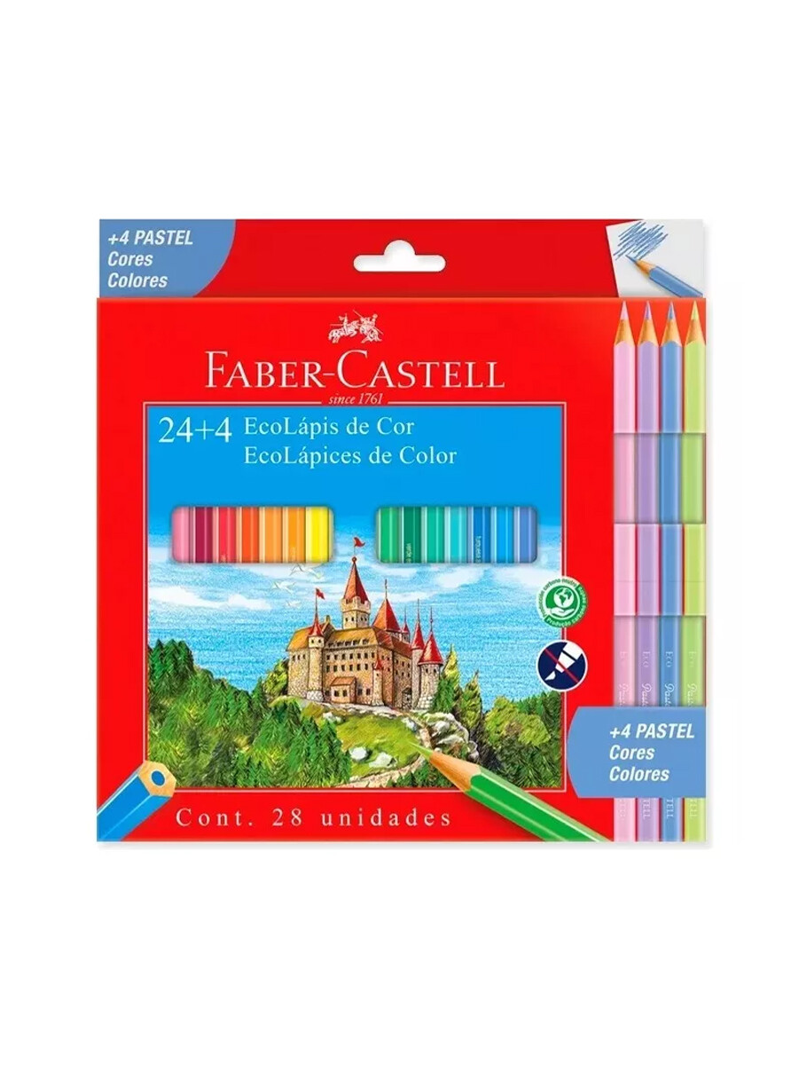 LAPICES COLORES LARGOS X24 + 4 PASTEL - MULTICOLOR 