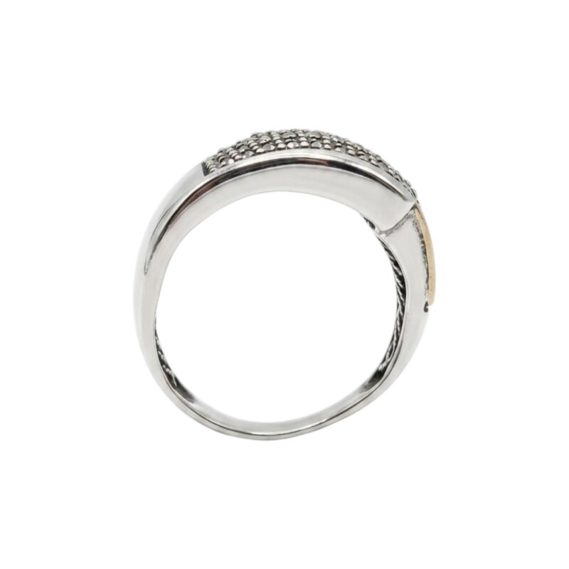 Anillo Hebilla -Plata y Oro- Zirconia AN6011 conpiedra