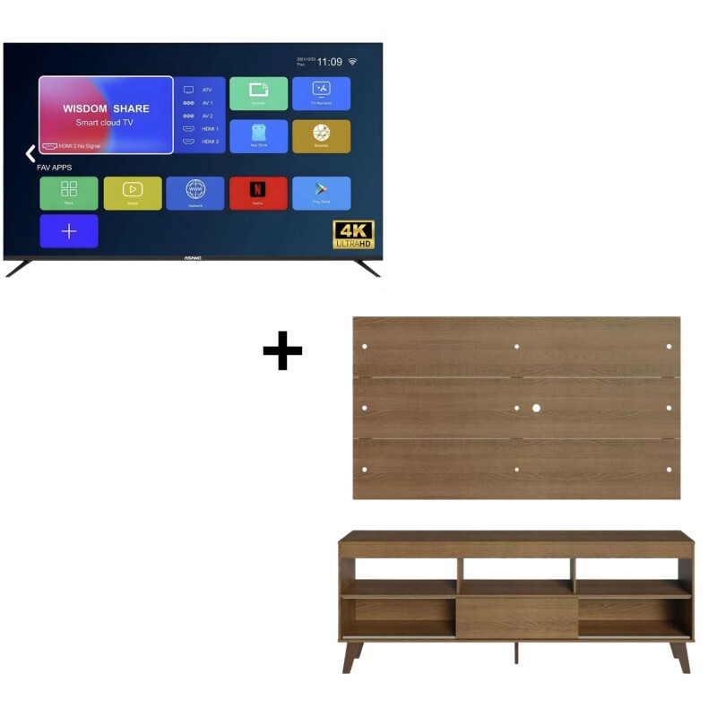 Rack con Panel para TV + TV Asano 55" Smart 4K Rack con Panel para TV + TV Asano 55" Smart 4K