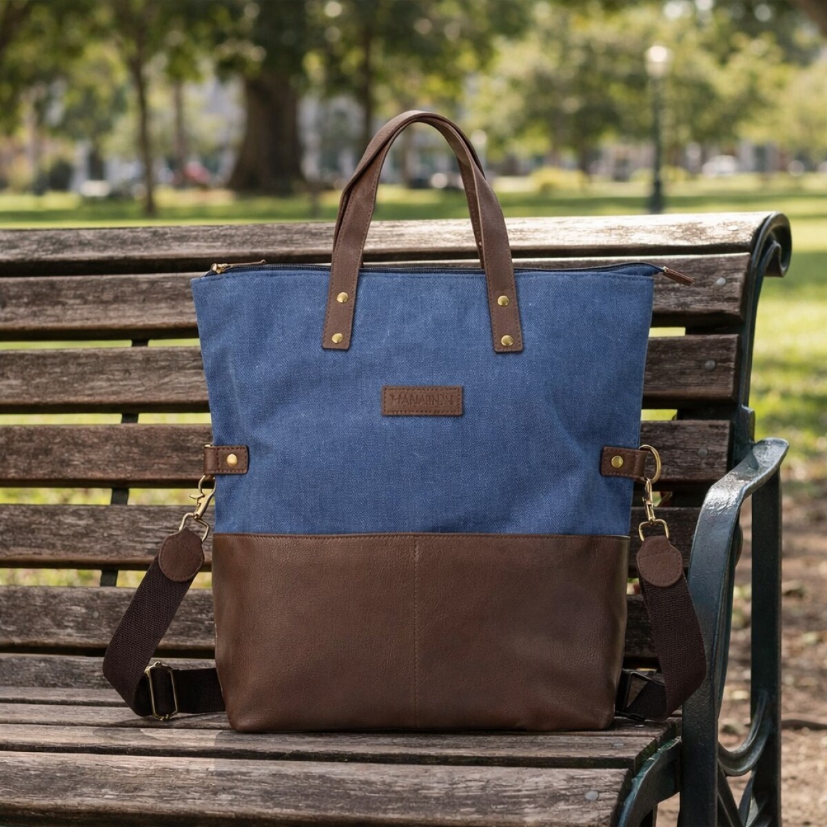 Cartera en Tela Canvas con Simil Cuero - Jean 