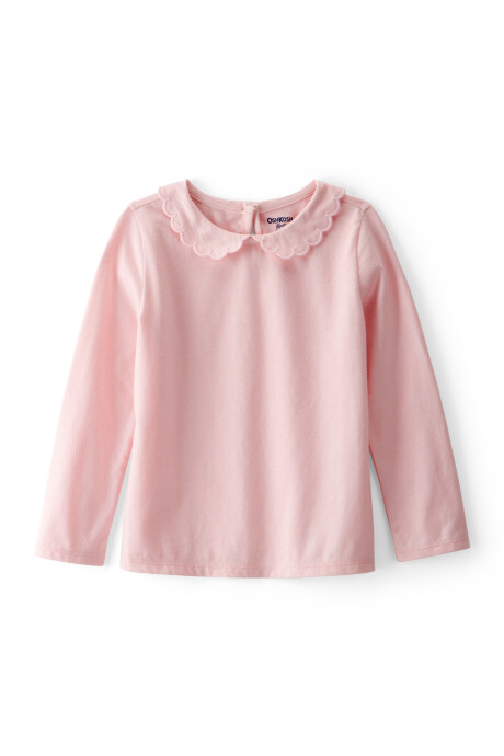 Blusa de algodón, con cuello mago, rosada Sin color