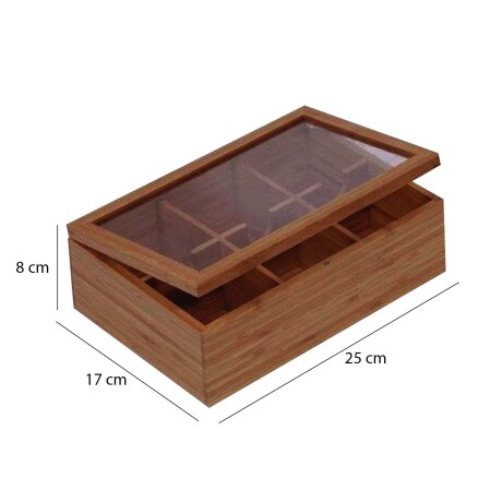 Caja Organizadora para Té Rectangular 6 Divisiones en Bamboo Marrón