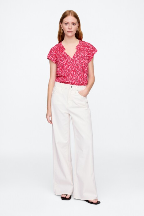 Blusa Manga Corta Mujer Pink Floral