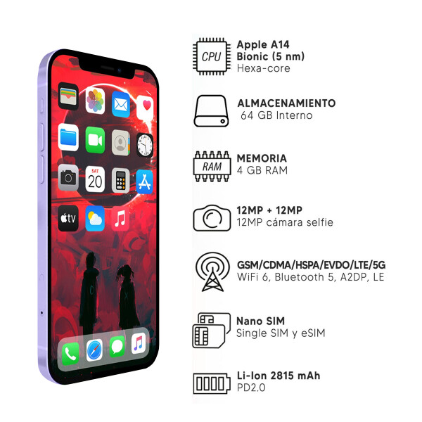 Iphone 12 64 Gb 5g PURPURA
