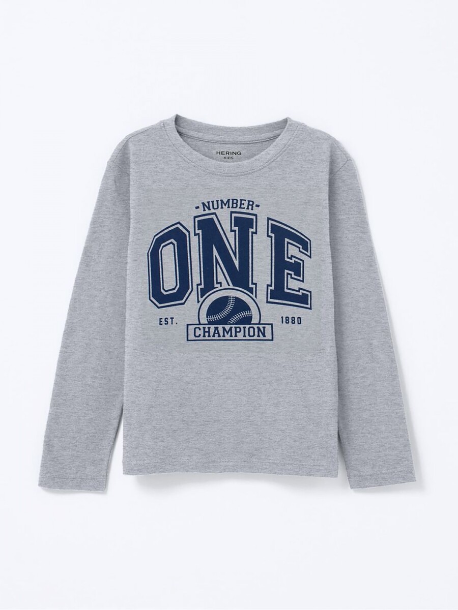 CAMISETA INFANTIL CON ESTAMPA - GRIS 