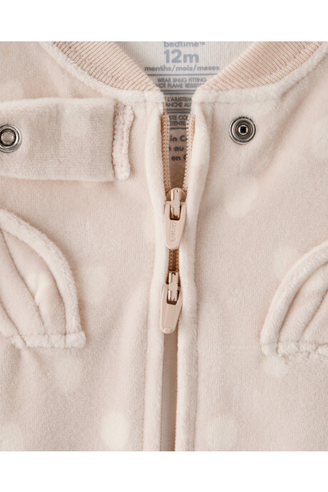 Pijama una pieza de micropolar, con pie, estampa ciervo Sin color