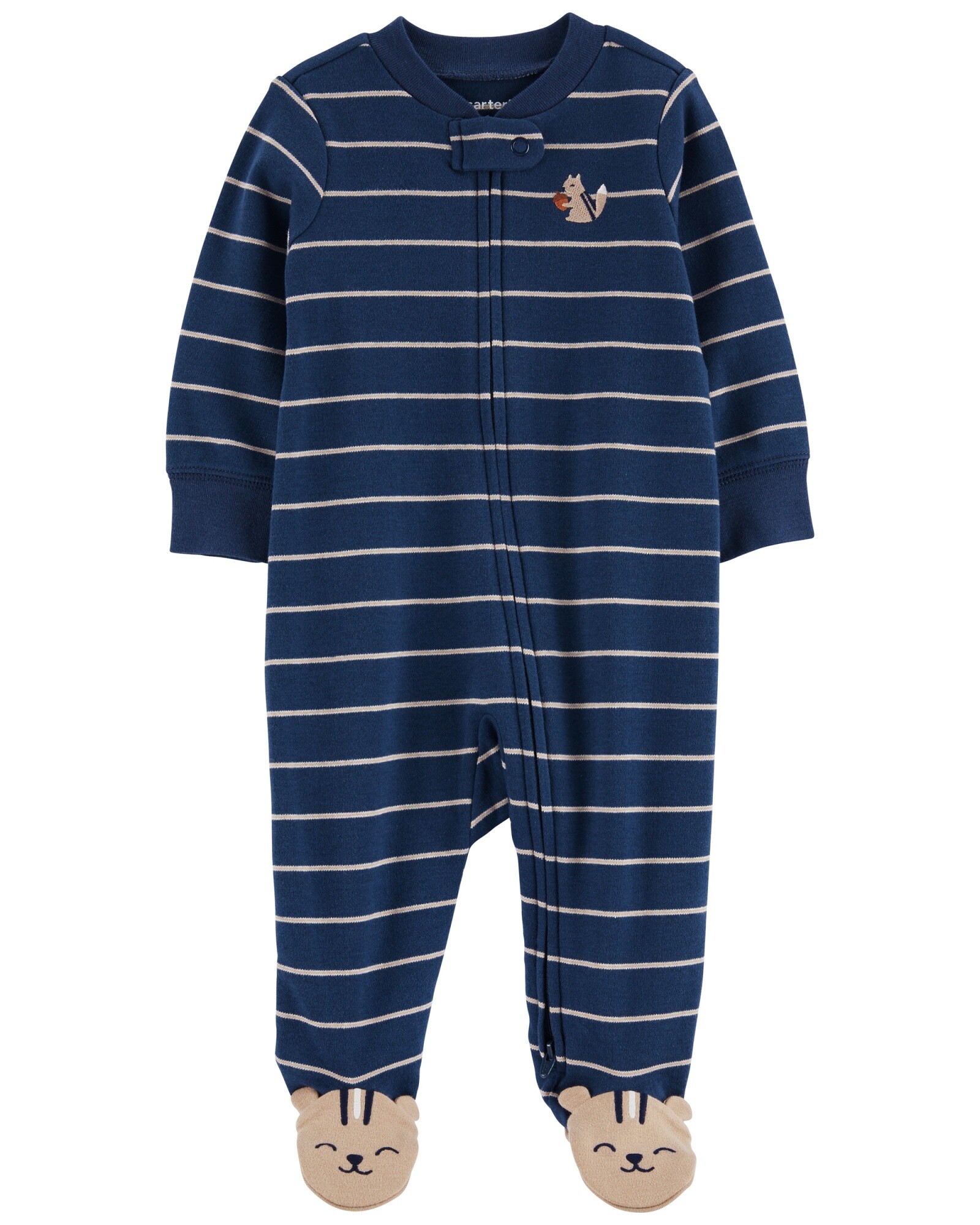 Pijama una pieza de algodón con pie y estampa ardilla Sin color