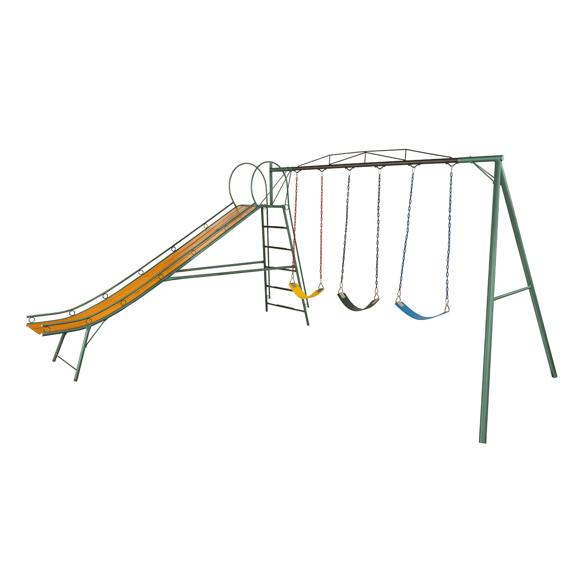 Juego Combinado Infantil con tobogán N°5. 3 hamacas de cincha. 