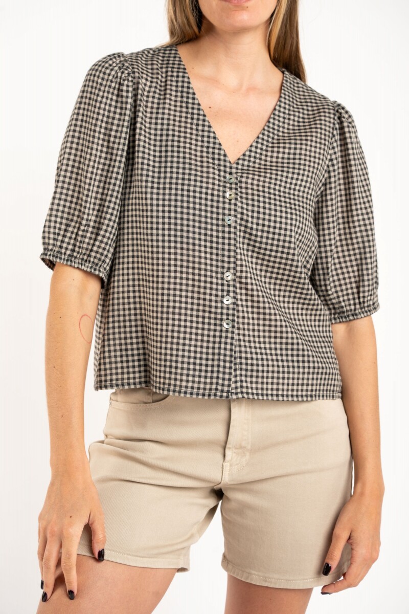 Blusa Gingham Negro
