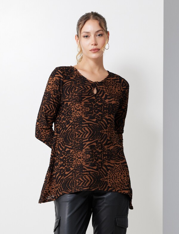 Blusa Labrada NEGRO/MARRON