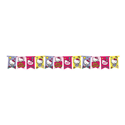 Cotillón Banderín Cartel Felicidades Hello Kitty 150 cm U