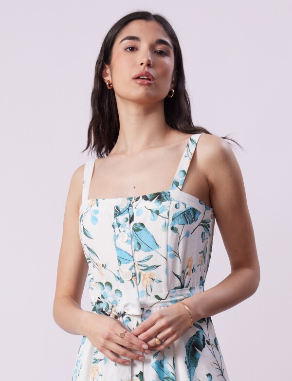 Vestido Botones Printed CRUDO/MULTI